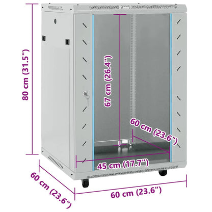 Netzwerkschrank mit Speicher Grau 60 x 60 x 80 cm Stahl
