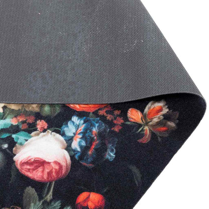 Küchen Teppich Floral Schwarz 300 x 60 cm Samt