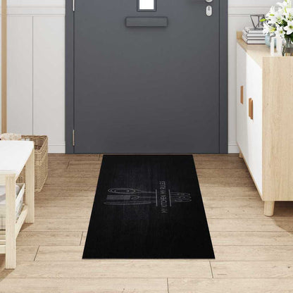 Küchen Teppich Schwarz 180 x 60 cm Samt