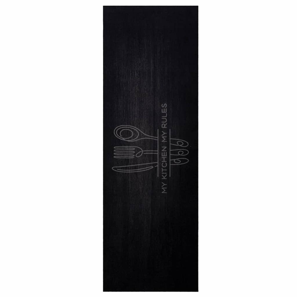 Küchen Teppich Schwarz 180 x 60 cm Samt