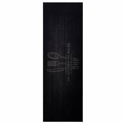 Küchen Teppich Schwarz 180 x 60 cm Samt