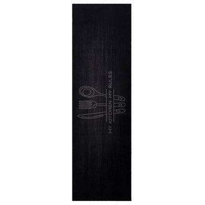 Küchen Teppich Schwarz 150 x 45 cm Samt