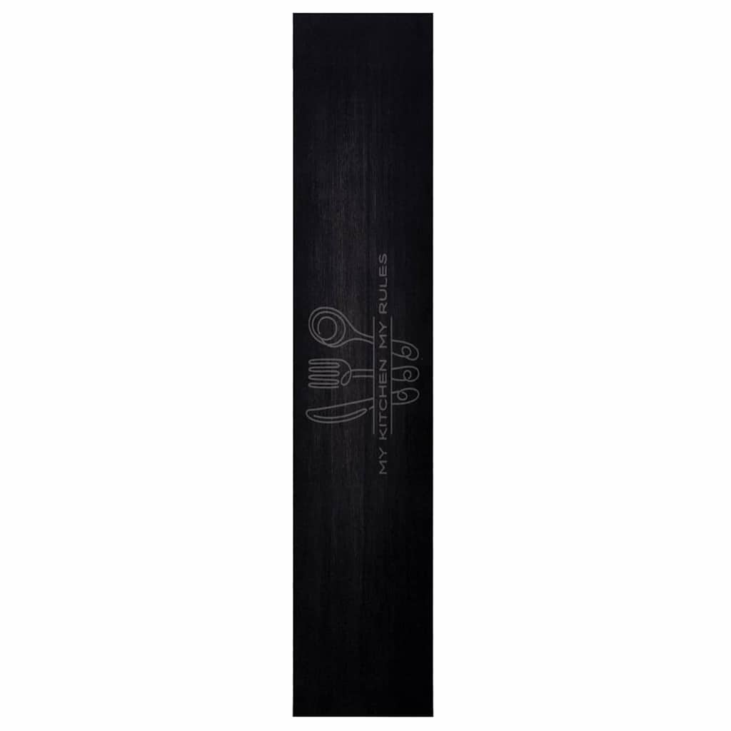 Küchen Teppich Schwarz 300 x 60 cm Samt