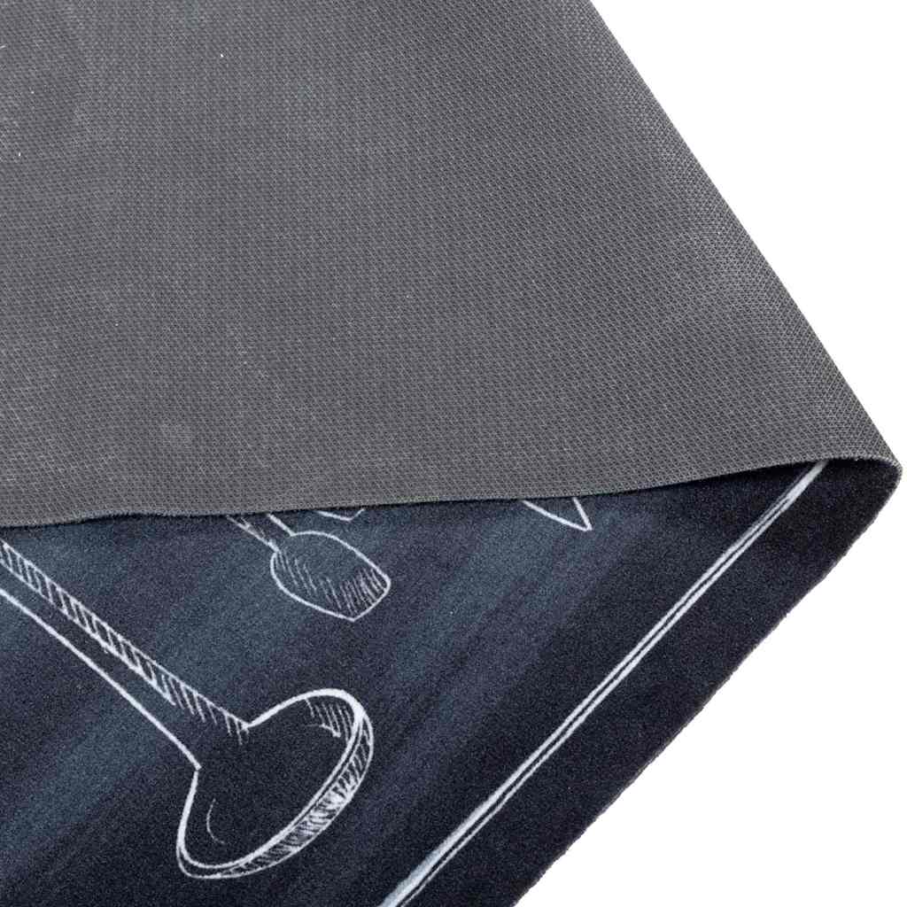 Küchen Teppich Toile-de-Jouy Schwarz 180 x 60 cm Samt