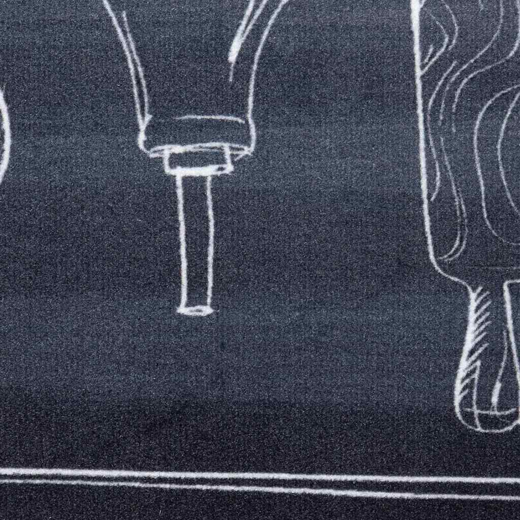Küchen Teppich Toile-de-Jouy Schwarz 150 x 45 cm Samt