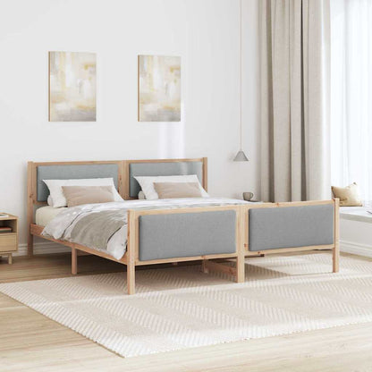 Bettgestell mit Kopfteil Hellgrau 200 x 200 cm Stoff
