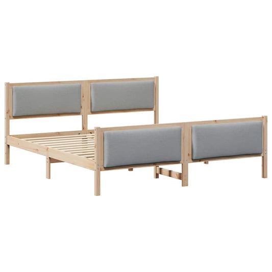 Bettgestell mit Kopfteil Hellgrau 200 x 200 cm Stoff