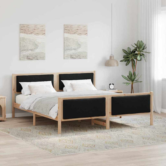 Bettgestell mit Kopfteil Schwarz 200 x 200 cm Stoff