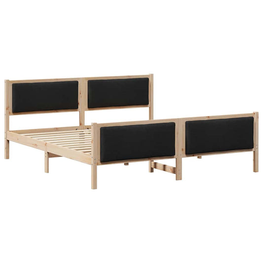 Bettgestell mit Kopfteil Schwarz 200 x 200 cm Stoff