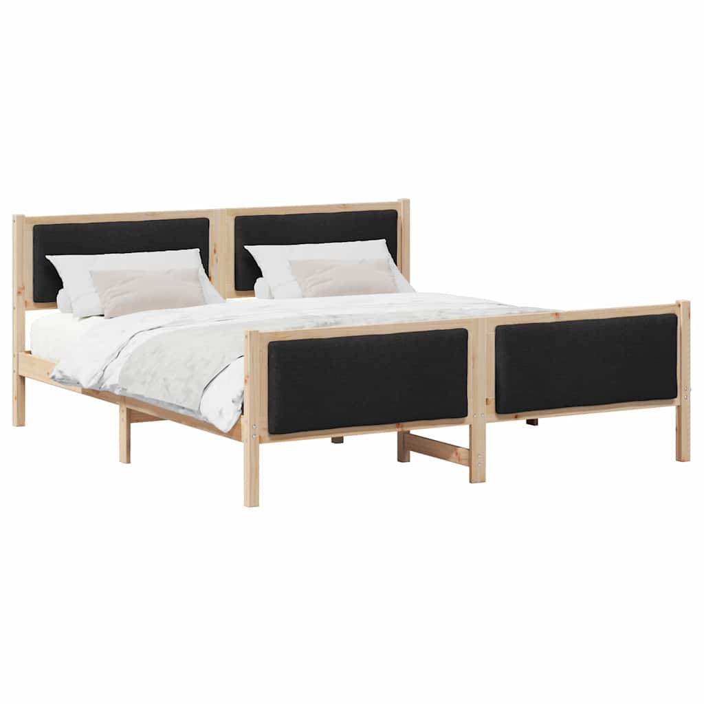 Bettgestell mit Kopfteil Schwarz 200 x 200 cm Stoff