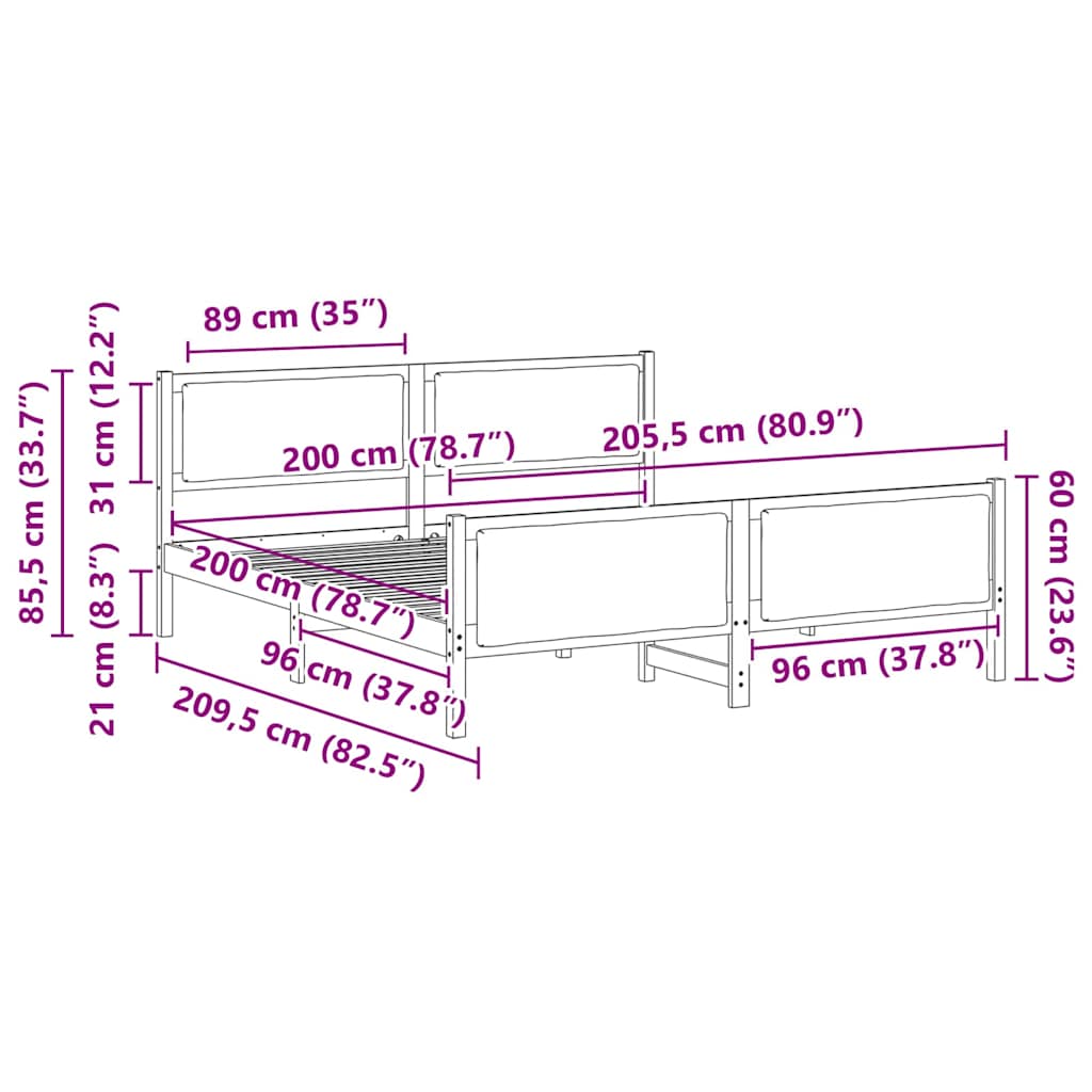 Bettgestell mit Kopfteil Schwarz 200 x 200 cm Stoff