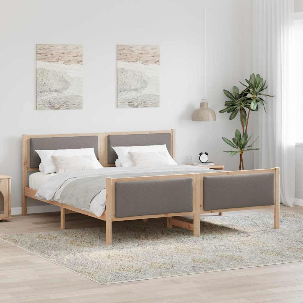 Bettgestell mit Kopfteil Taupe 200 x 200 cm Stoff