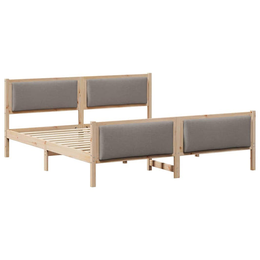 Bettgestell mit Kopfteil Taupe 200 x 200 cm Stoff