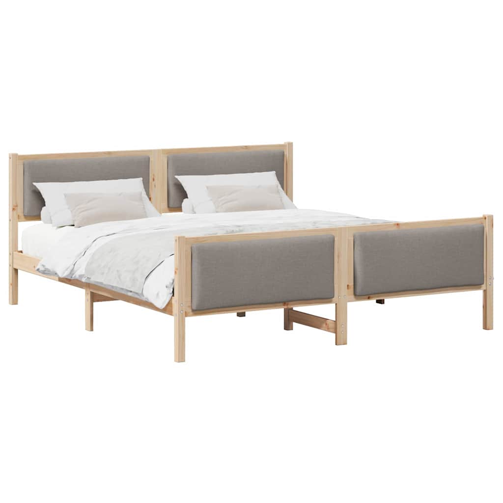 Bettgestell mit Kopfteil Taupe 200 x 200 cm Stoff