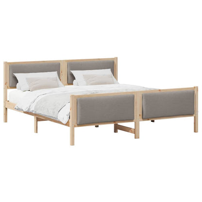 Bettgestell mit Kopfteil Taupe 200 x 200 cm Stoff