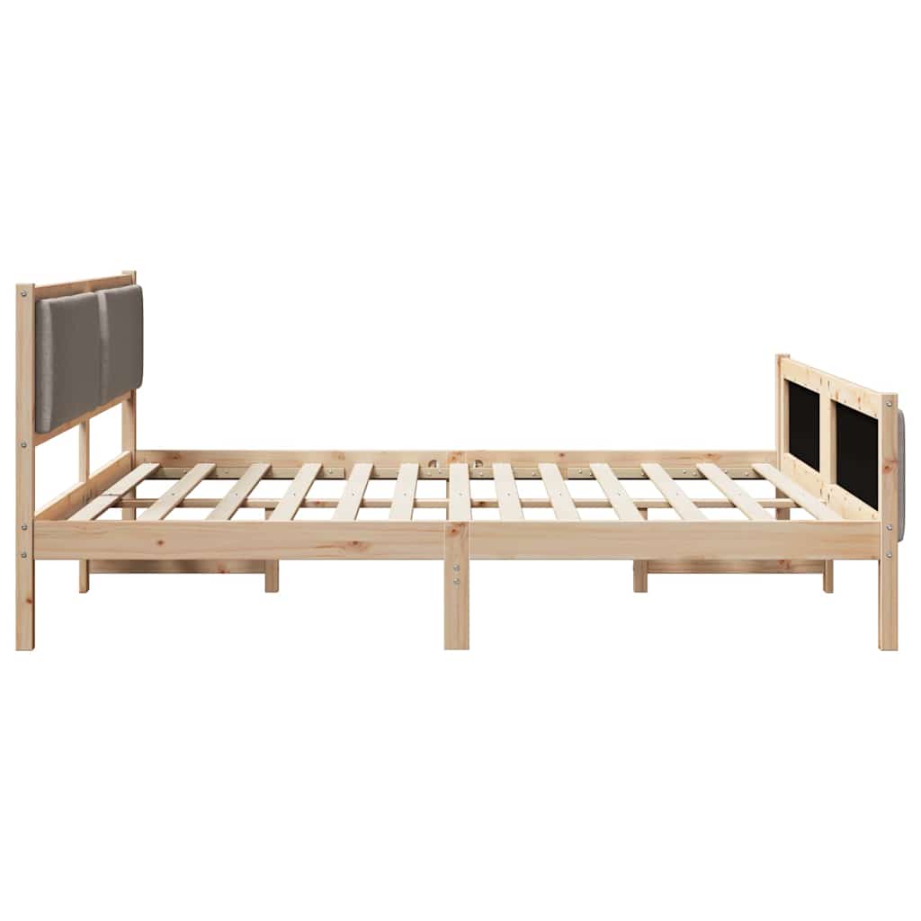 Bettgestell mit Kopfteil Taupe 200 x 200 cm Stoff