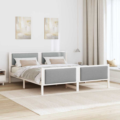 Bettgestell mit Kopfteil Hellgrau 200 x 200 cm Stoff