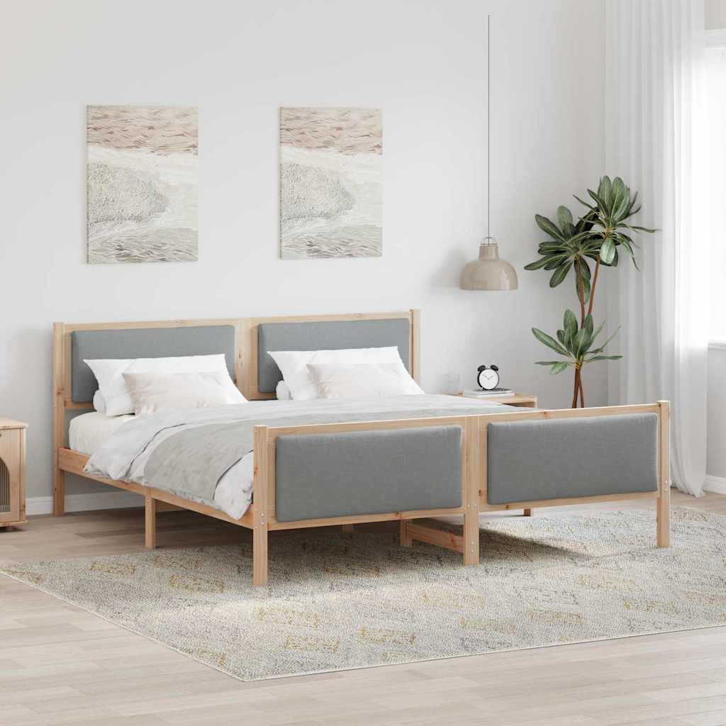 Bettgestell mit Kopfteil Hellgrau 180 x 200 cm Stoff