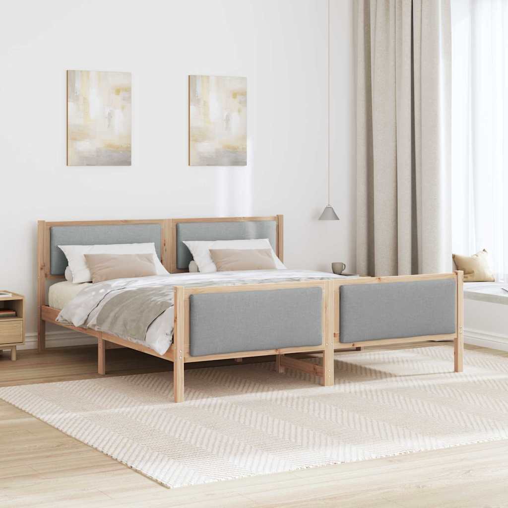 Bettgestell mit Kopfteil Hellgrau 180 x 200 cm Stoff
