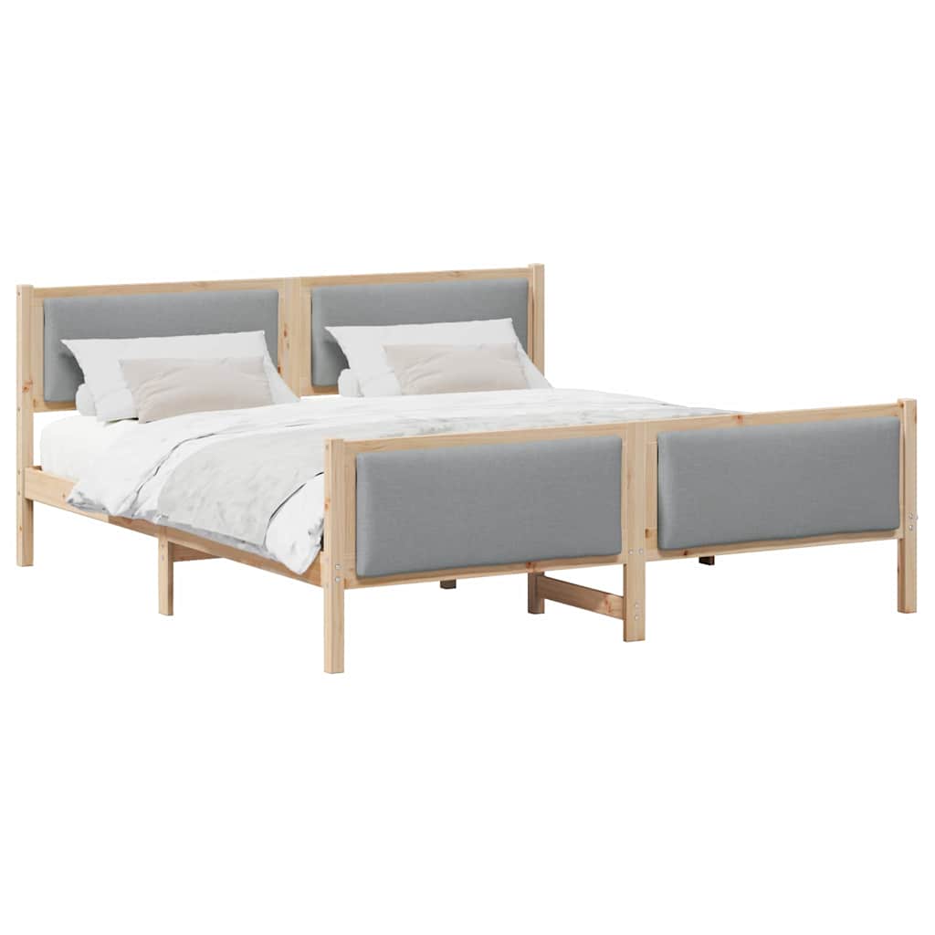 Bettgestell mit Kopfteil Hellgrau 180 x 200 cm Stoff