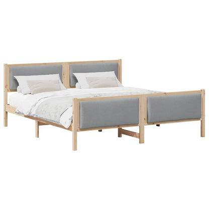 Bettgestell mit Kopfteil Hellgrau 180 x 200 cm Stoff