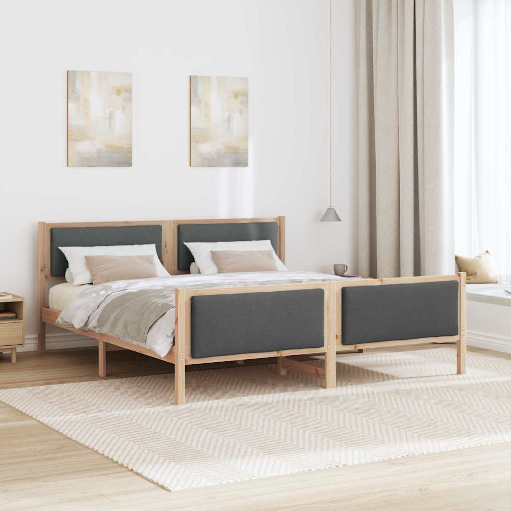 Bettgestell mit Kopfteil Dunkelgrau 180 x 200 cm Stoff