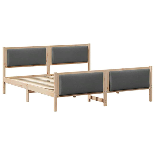 Bettgestell mit Kopfteil Dunkelgrau 180 x 200 cm Stoff