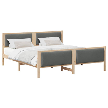 Bettgestell mit Kopfteil Dunkelgrau 180 x 200 cm Stoff
