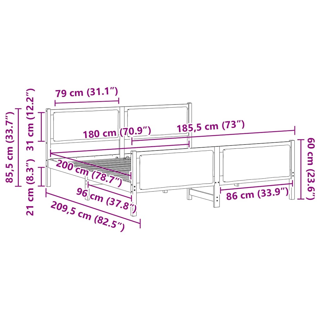 Bettgestell mit Kopfteil Schwarz 180 x 200 cm Stoff