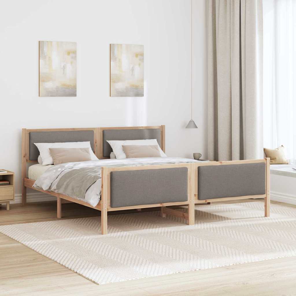 Bettgestell mit Kopfteil Taupe 180 x 200 cm Stoff