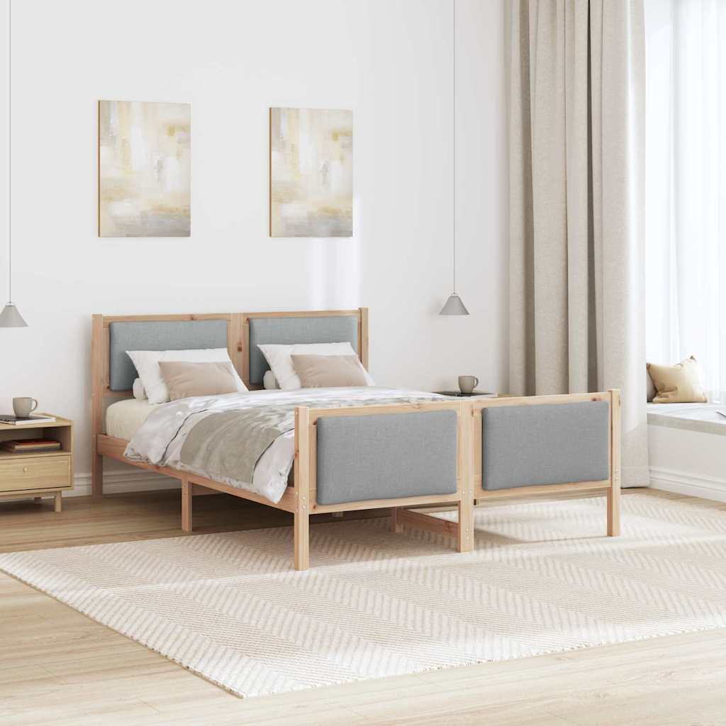 Bettgestell mit Kopfteil Hellgrau 160 x 200 cm Stoff