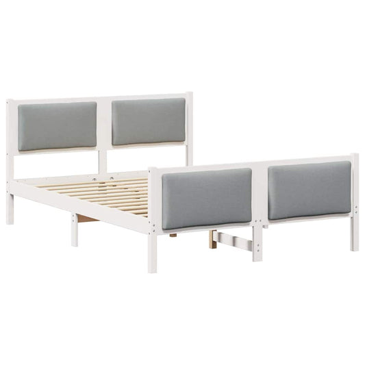 Bettgestell mit Kopfteil Hellgrau 160 x 200 cm Stoff