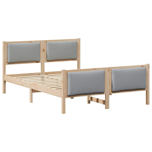 Bettgestell mit Kopfteil Hellgrau 150 x 200 cm Stoff