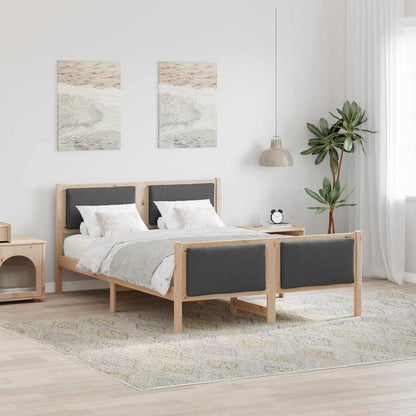Bettgestell mit Kopfteil Dunkelgrau 150 x 200 cm Stoff