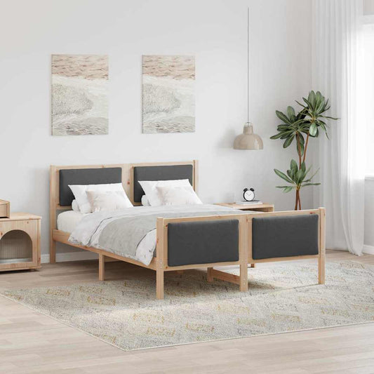 Bettgestell mit Kopfteil Dunkelgrau 150 x 200 cm Stoff
