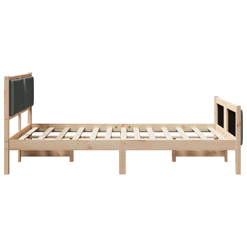 Bettgestell mit Kopfteil Dunkelgrau 150 x 200 cm Stoff