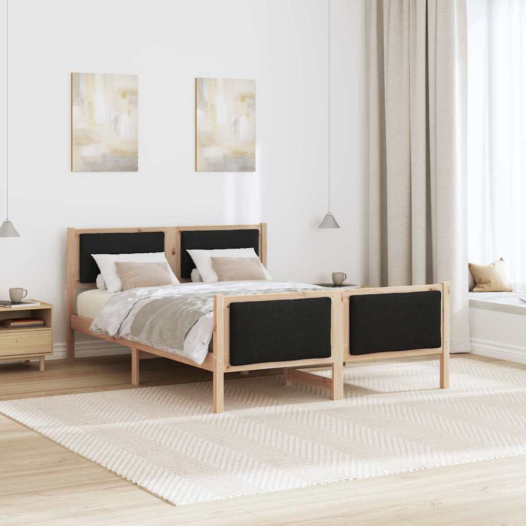 Bettgestell mit Kopfteil Schwarz 150 x 200 cm Stoff