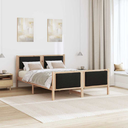 Bettgestell mit Kopfteil Schwarz 150 x 200 cm Stoff
