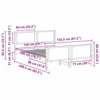 Bettgestell mit Kopfteil Schwarz 150 x 200 cm Stoff