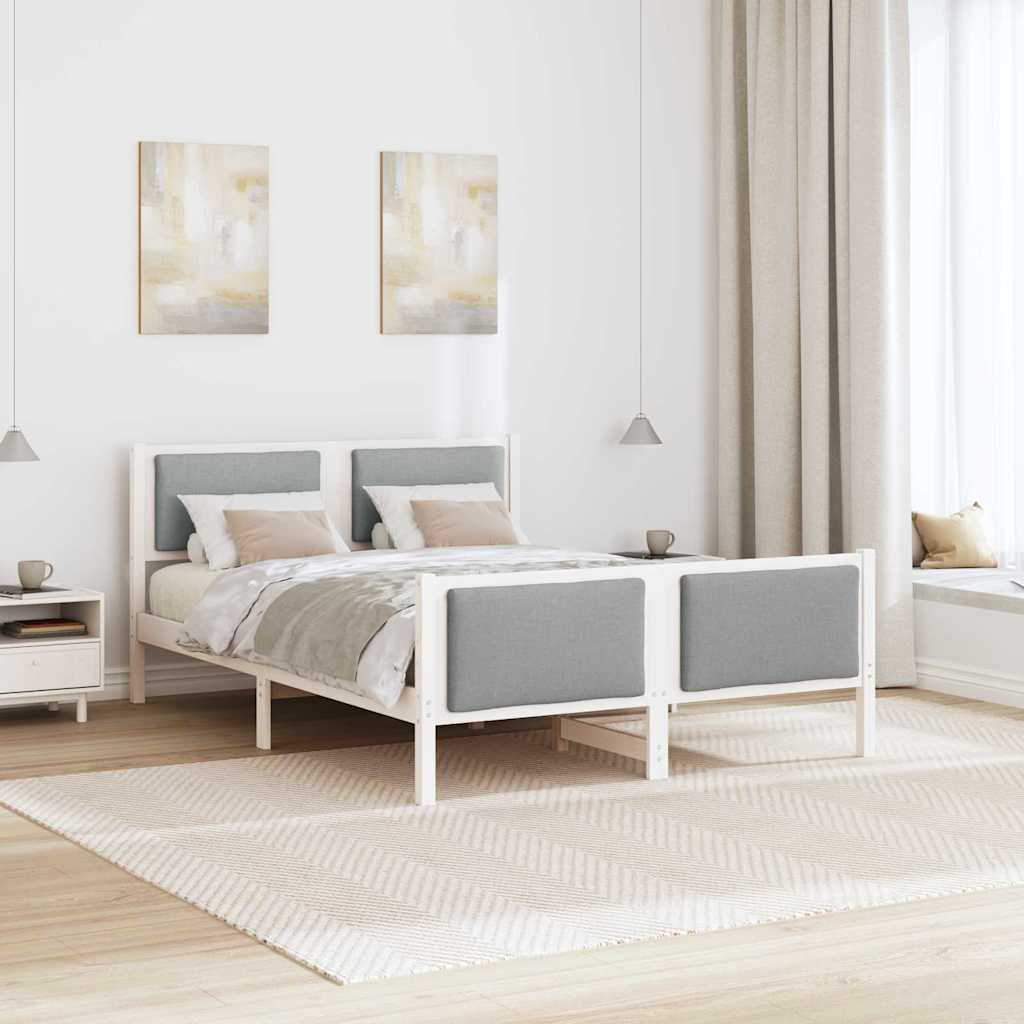 Bettgestell mit Kopfteil Hellgrau 150 x 200 cm Stoff