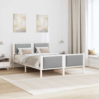 Bettgestell mit Kopfteil Hellgrau 150 x 200 cm Stoff