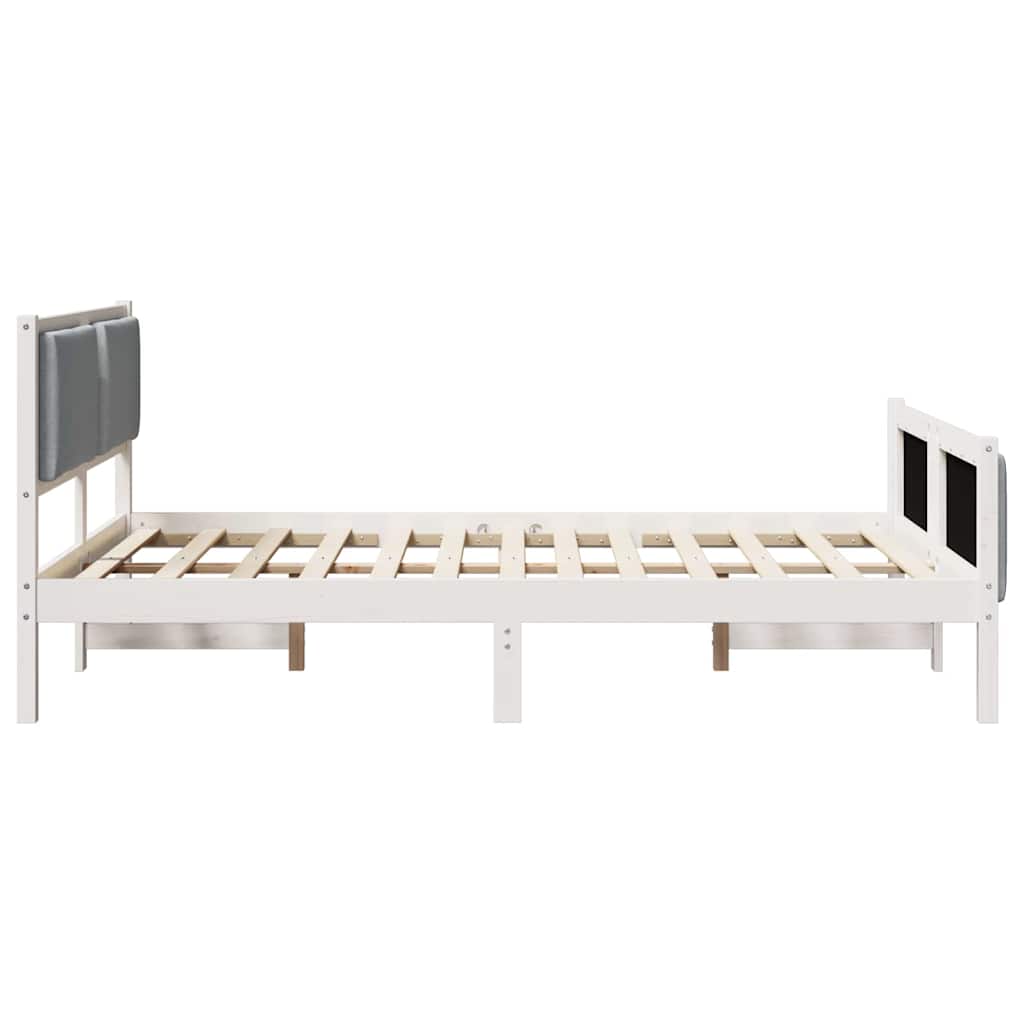 Bettgestell mit Kopfteil Hellgrau 150 x 200 cm Stoff