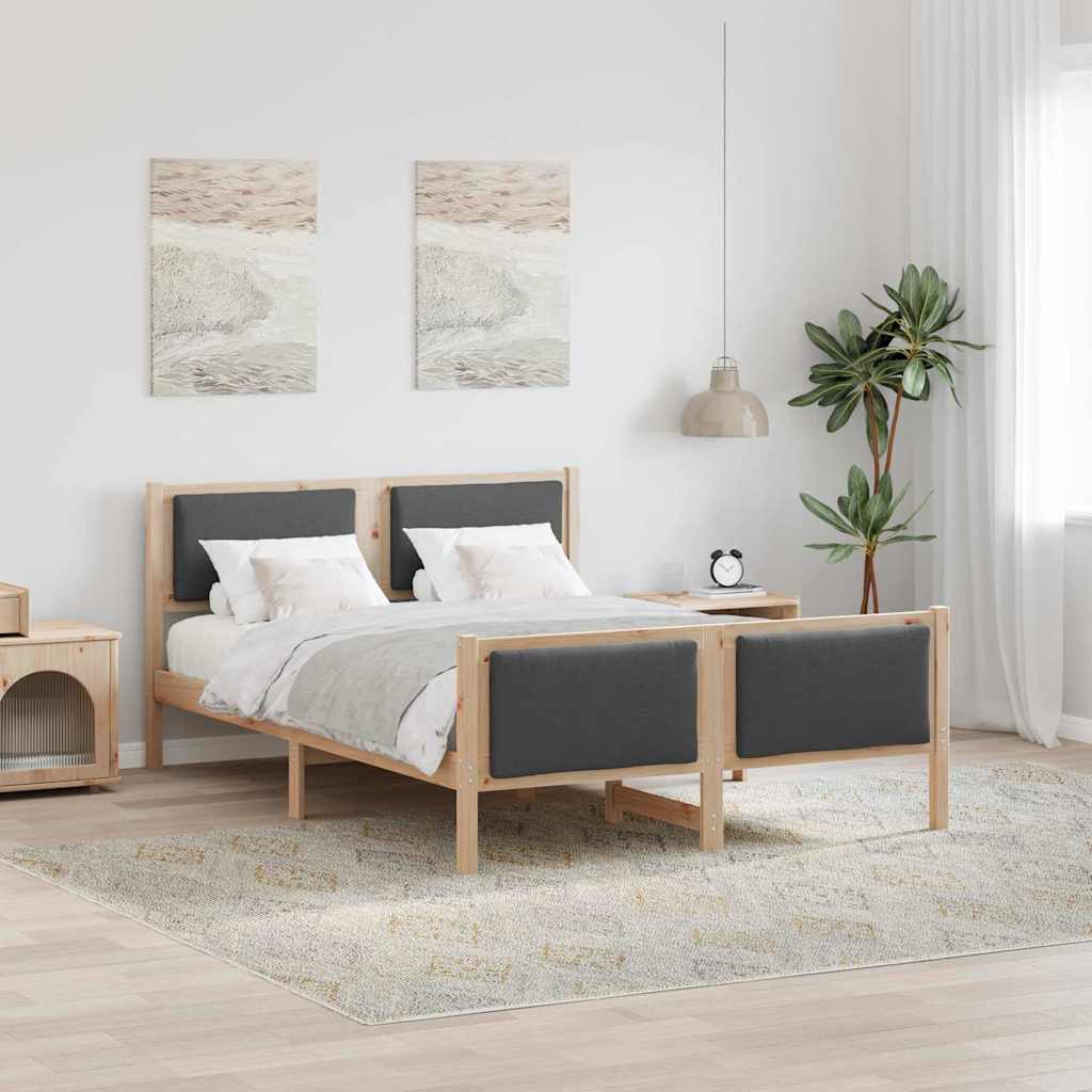 Bettgestell mit Kopfteil Dunkelgrau 140 x 200 cm Stoff