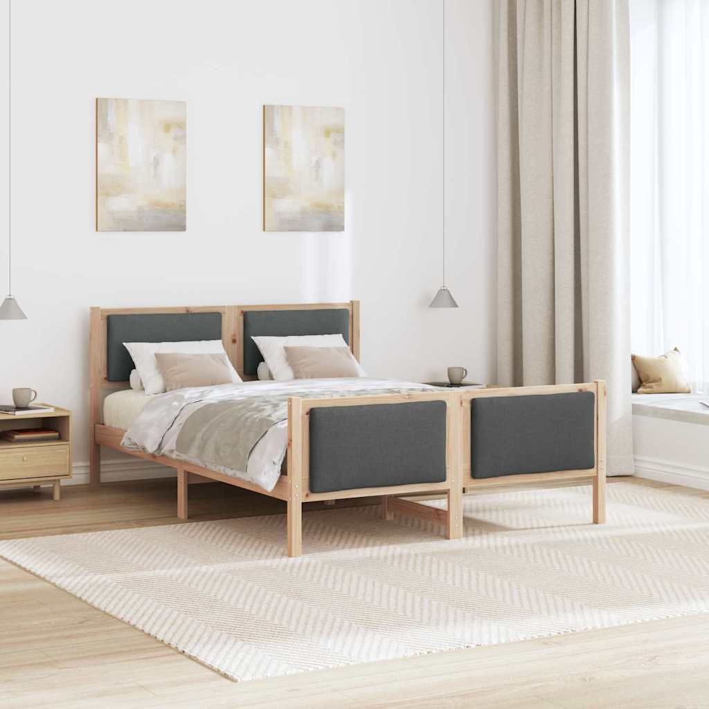 Bettgestell mit Kopfteil Dunkelgrau 140 x 200 cm Stoff