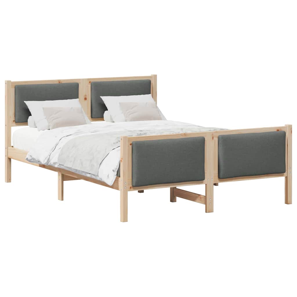 Bettgestell mit Kopfteil Dunkelgrau 140 x 200 cm Stoff