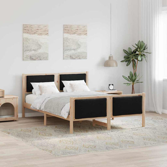 Bettgestell mit Kopfteil Schwarz 140 x 200 cm Stoff