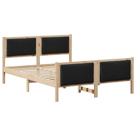 Bettgestell mit Kopfteil Schwarz 140 x 200 cm Stoff