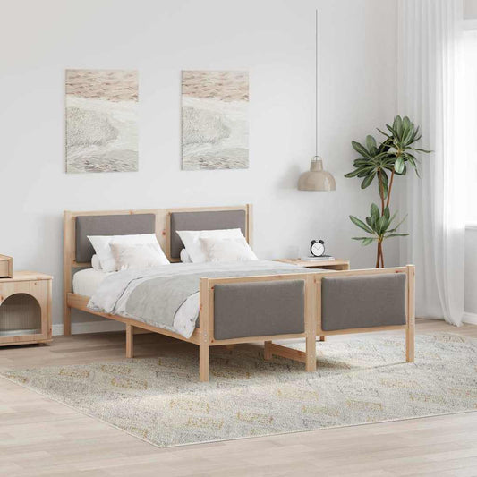 Bettgestell mit Kopfteil Taupe 140 x 200 cm Stoff