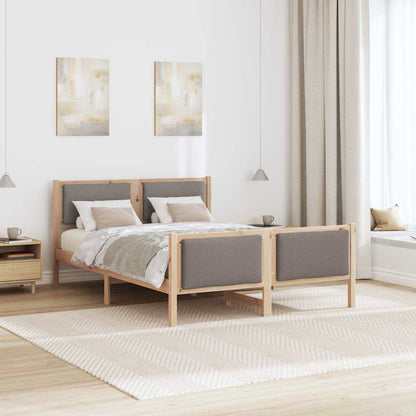 Bettgestell mit Kopfteil Taupe 140 x 200 cm Stoff