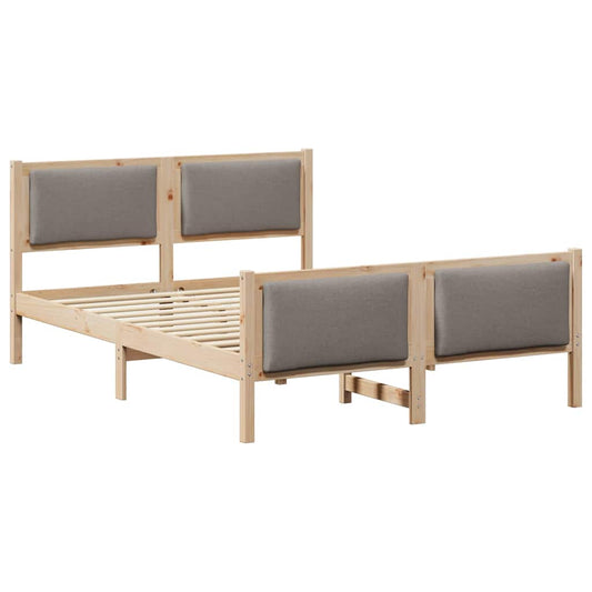 Bettgestell mit Kopfteil Taupe 140 x 200 cm Stoff